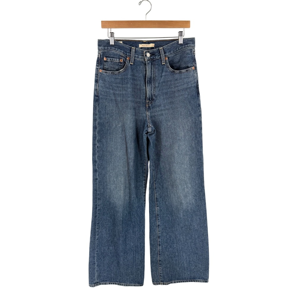 Levi's Ribcage Wide Leg Blue Jeans 28 High Rise Denim Classic Casual Streetwear